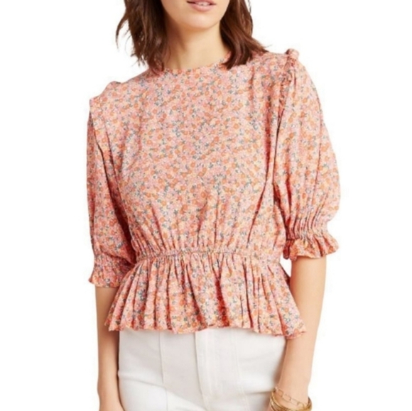Faithfull the Brand Tops - Faithfull The Brand Caleta Mathiola Floral Peplum Blouse top elastic waist 2